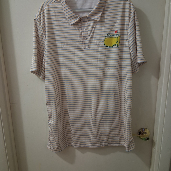 Masters White and Gray Striped Polo Shirt - Picture 3 of 5